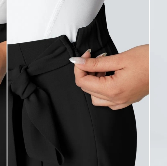 NWT Halara M PHigh Waisted Tie Side Invisible Zipper Wide Leg Work Pants - Picture 3 of 6